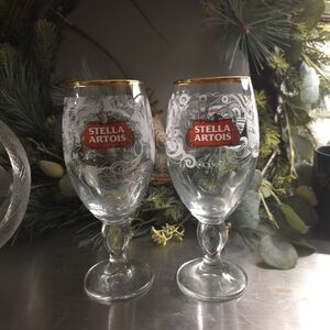 Stella Artois Gold Rim Crystal Chalice Glass - Clear